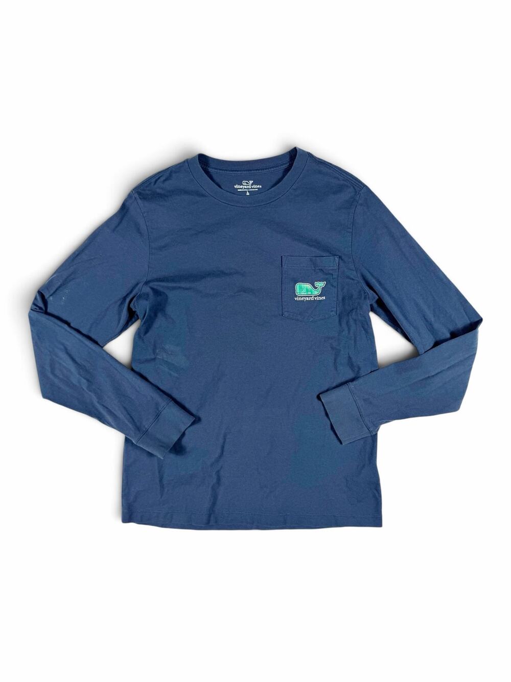 Vineyard Vines Football Field Whale Long Sleeve Pocket Tee Boys size 16 large